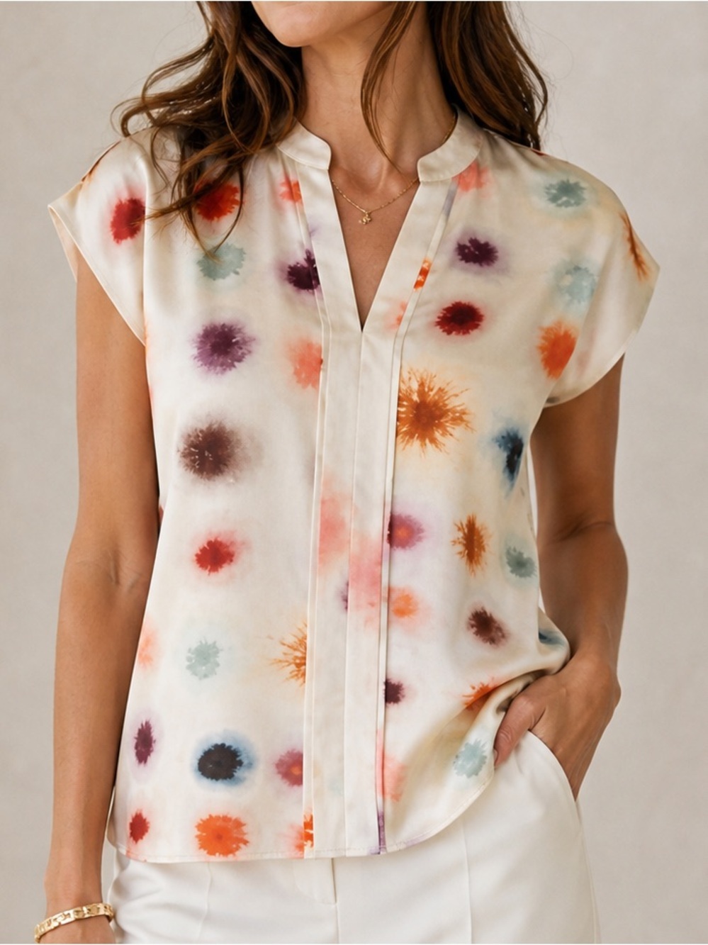 Reiss Lora Multicolor Ink Spot Printed Blouse Size 6 US
